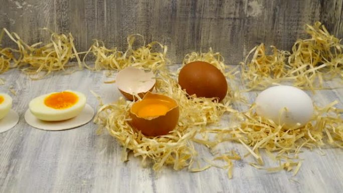 鸡蛋生熟躺在桌子上