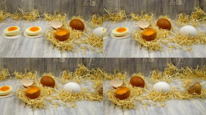 鸡蛋生熟躺在桌子上