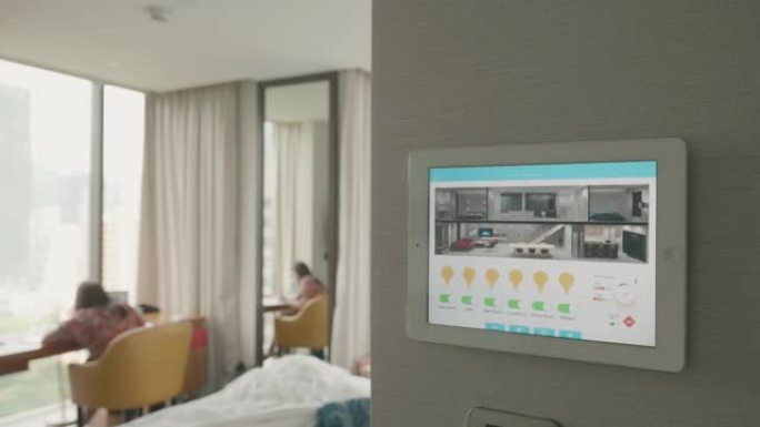 家庭自动化控制器应用屏幕显示智能家居概念控制所有家用电器设备