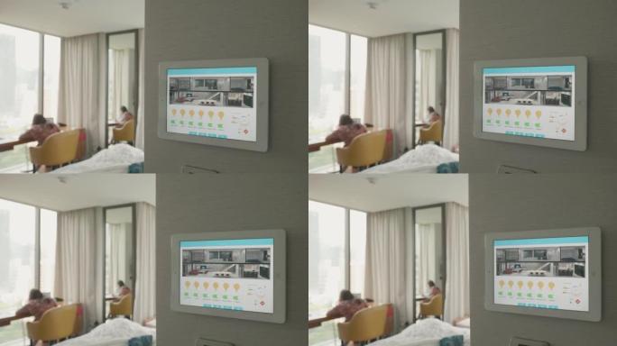家庭自动化控制器应用屏幕显示智能家居概念控制所有家用电器设备