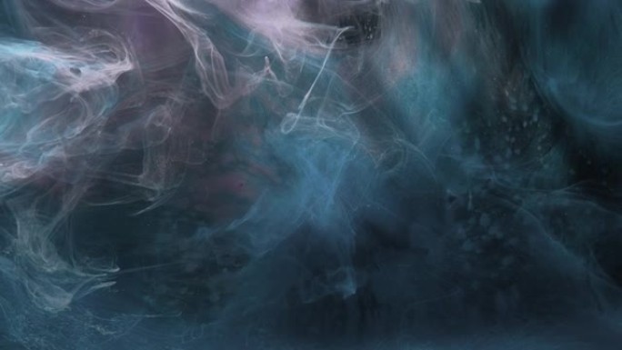 雾运动墨水水混合蓝色闪光烟云