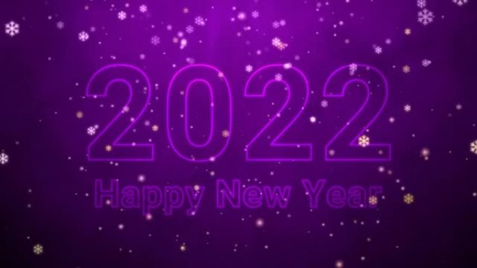 4k 2022圣诞快乐与雪紫色背景