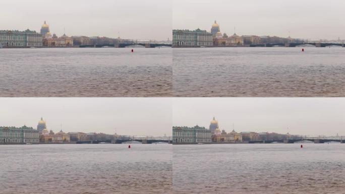 圣彼得堡，伊萨基夫斯基大教堂，埃尔米塔日，从涅瓦河看