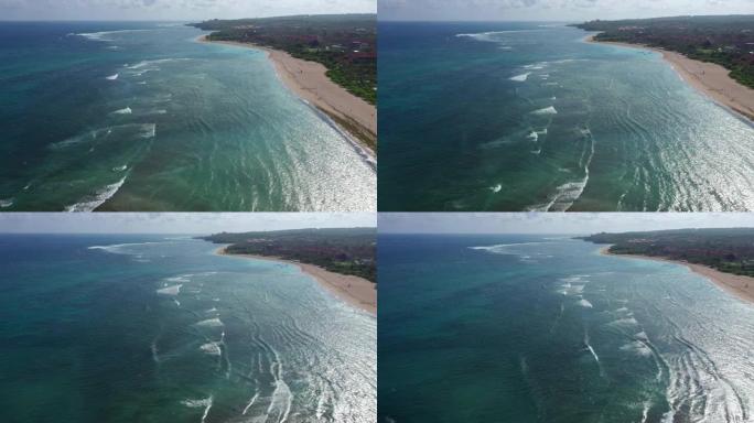 巴厘岛著名的努沙杜瓦海滩航空全景4k印度尼西亚