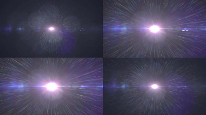 紫色背景上的多个发光痕迹的动画