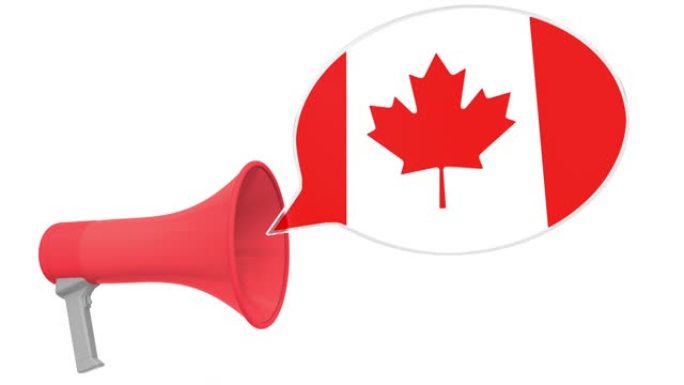 扩音器和加拿大在语音泡沫上的旗帜