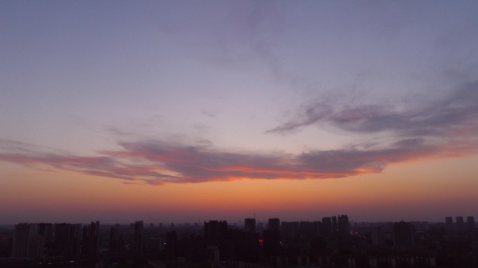 城市晚霞 夜幕降临 暮色苍茫 晚霞 傍晚