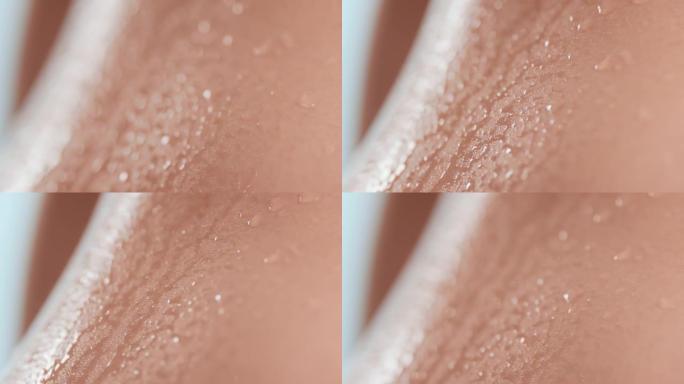 健康纯净清洁湿润活动皮肤的极端特写镜头