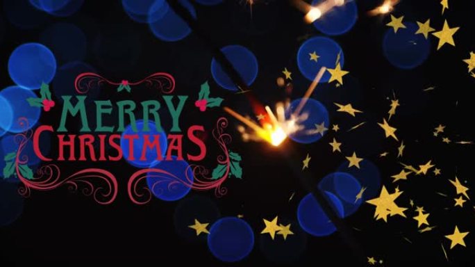 圣诞快乐的动画在流星和斑点上的文字