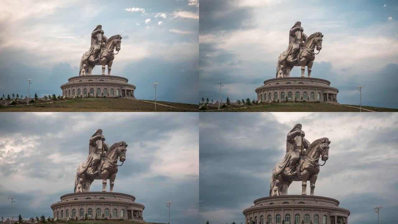 蒙古乌兰巴托成吉思汗骑马像的延时视图