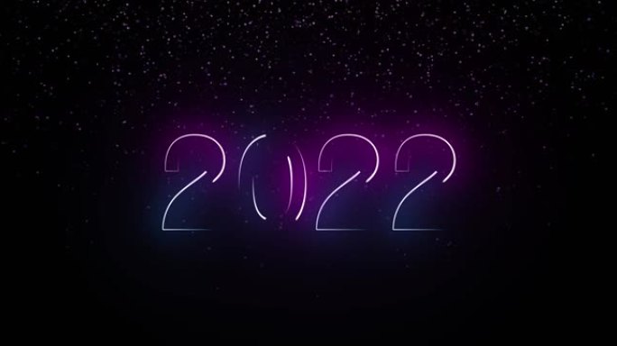 黑色背景上的霓虹2022文字动画