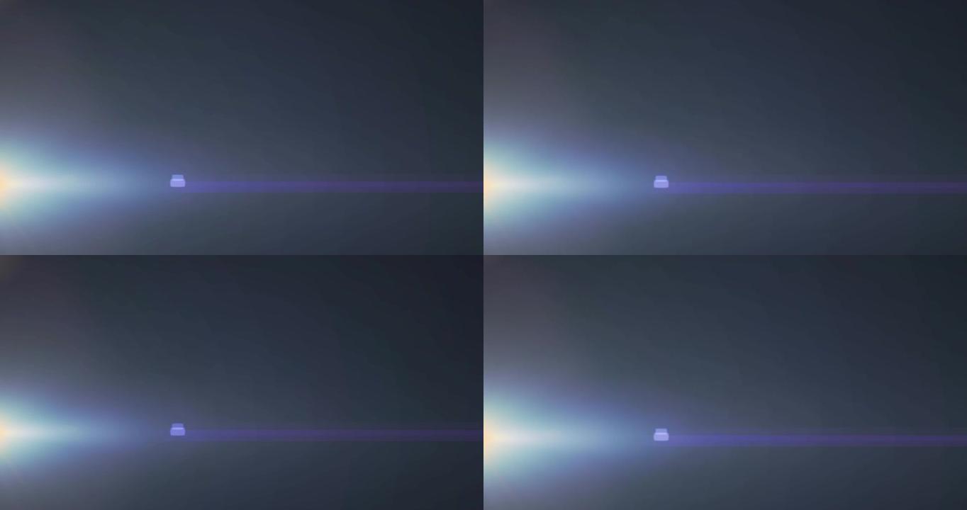 镜头光斑和光束在黑暗背景上移动的聚光灯动画