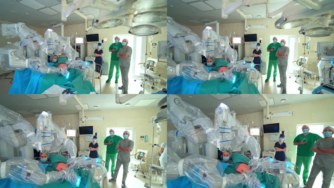通过微创机器人手术进行手术的外科医生团队
