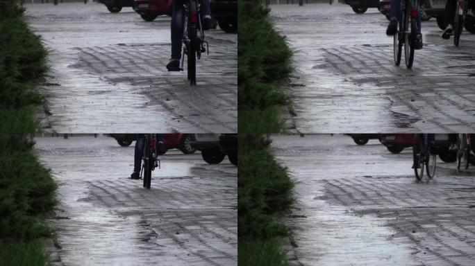 雨中骑自行车的人01