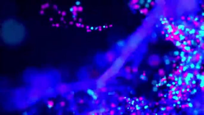 3d渲染，闪光颗粒漂浮在液体中，像水中的墨水一样发光。漩涡和闪光，墨水结构，液体中的云颗粒。亮度哑光