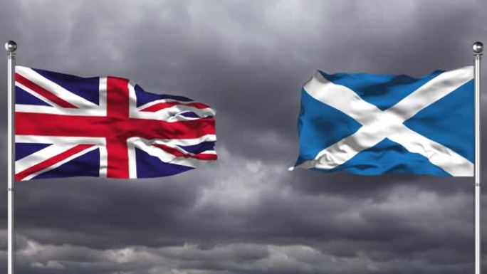 英国和苏格兰旗帜相互挥舞|循环。