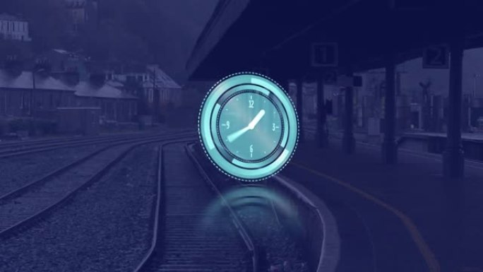 时钟在火车平台上快速移动的动画