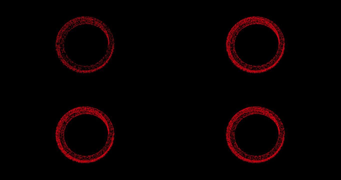 抽象技术红色圆圈背景由动画线和点、粒子制成。