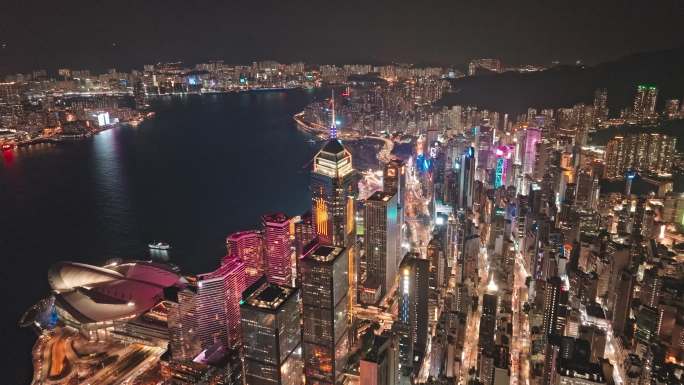 4K正版-航拍香港半岛璀璨夜景03
