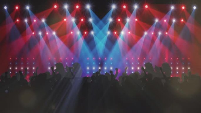 彩灯在音乐场所跳舞的人群动画