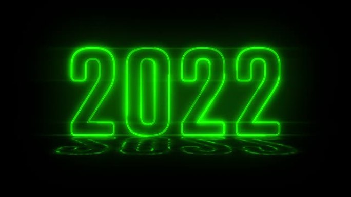 4k绿色逼真霓虹灯2022，新年快乐2022霓虹灯横幅