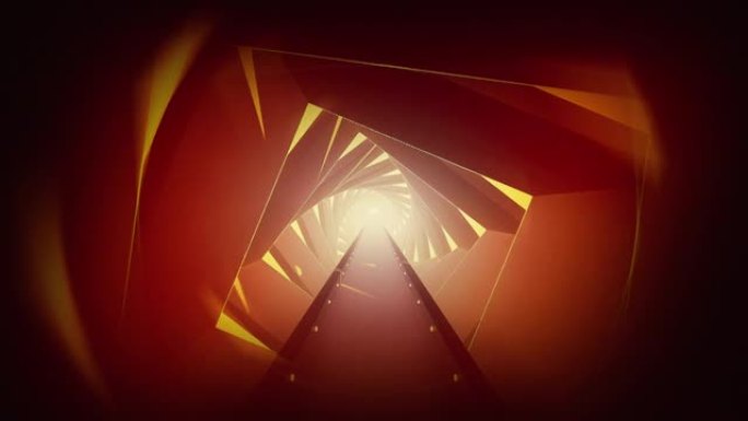 文摘对隧道进行三维可视化，以几何正方形绕其旋转，隧道末端有白光。