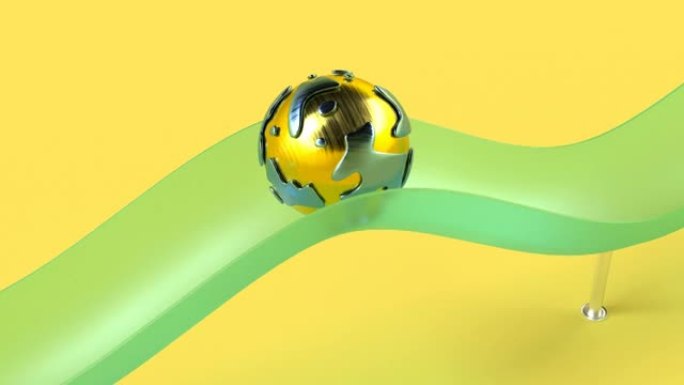 金属球滑动3d盖设计现代最小概念可爱元素介绍能够循环无缝4k
