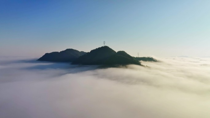 航拍铁塔电网高山之巅