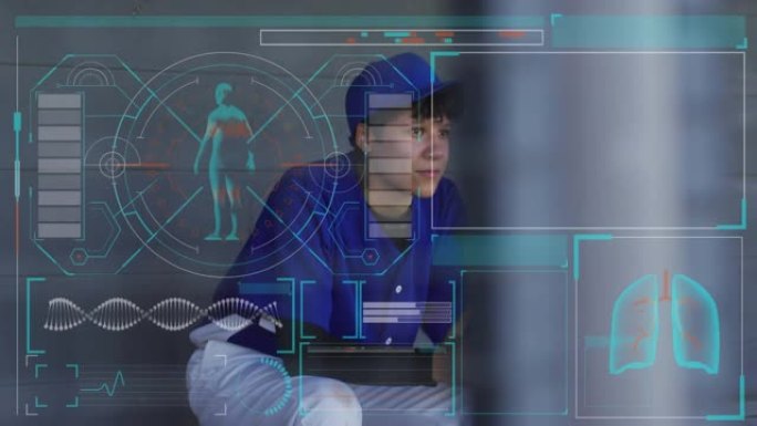 数字接口处理女性棒球运动员观看比赛的医疗数据的动画