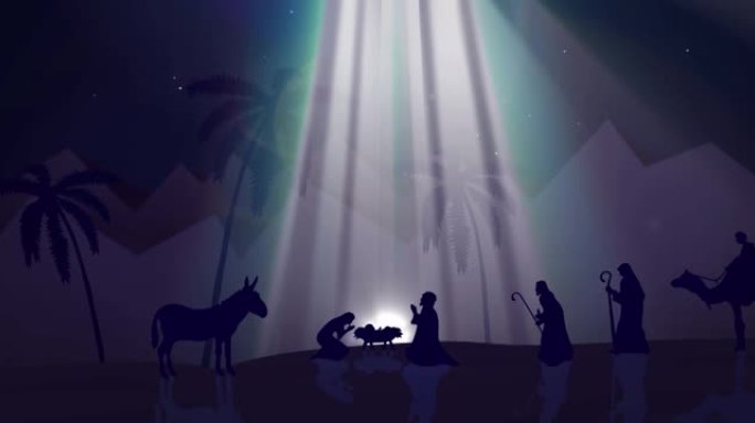 带有发光和浮点的耶稣诞生动画