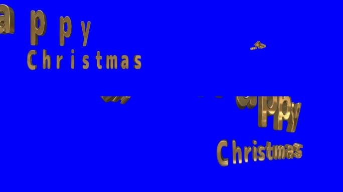 【蓝背】金色快乐圣诞在空中流畅舞动的人物