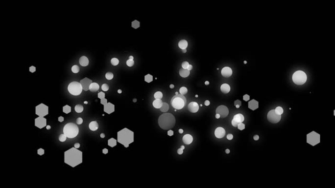黑色背景上发光的白色几何形状的动画