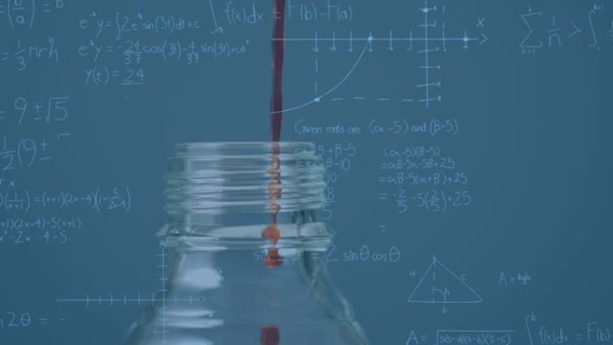 液体落入瓶中的数学方程式动画