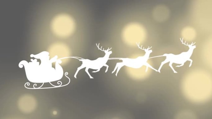 米色背景上的圣诞老人雪橇动画