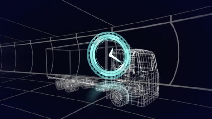 卡车和网格3d绘图模型上的时钟动画