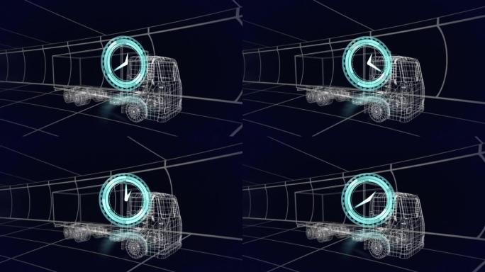 卡车和网格3d绘图模型上的时钟动画