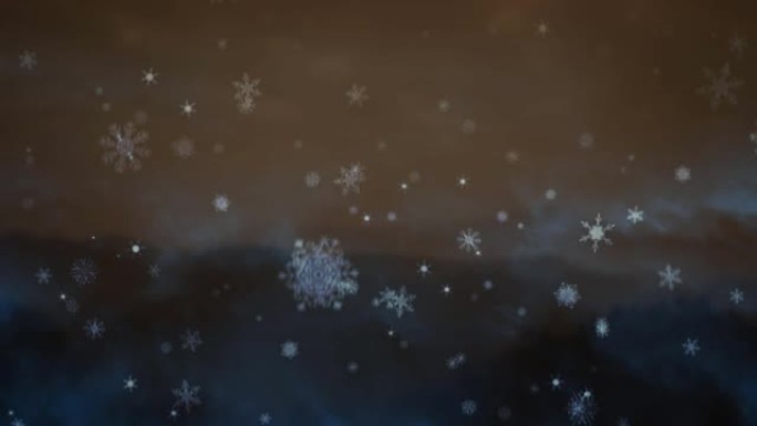 棕色背景下的积雪落在山上的动画