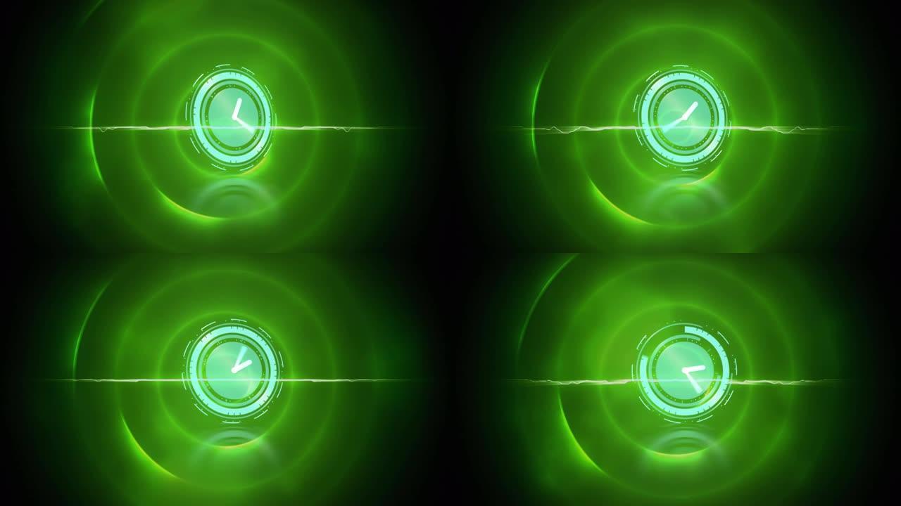 时钟在绿色圆圈上移动的动画