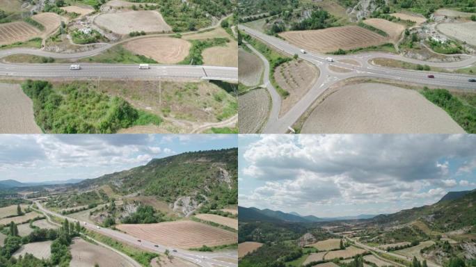 山景中的快速入门之路。穿过山间桥的高速公路。