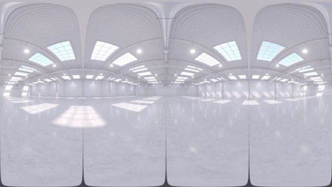 全球形hdri全景360度空展览空间。展览和活动的背景。瓷砖地板。营销模拟。3D渲染插图。4k视频。