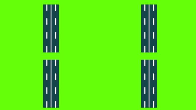 绿屏背景上道路的2d动画