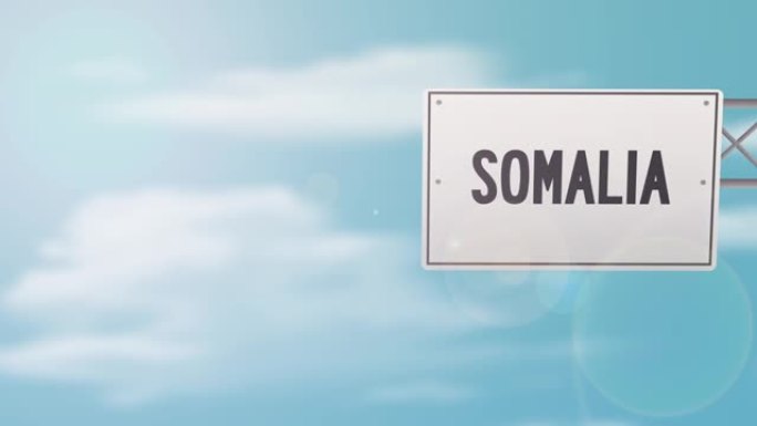 索马里在蓝色多云的天空上划着路标-股票视频