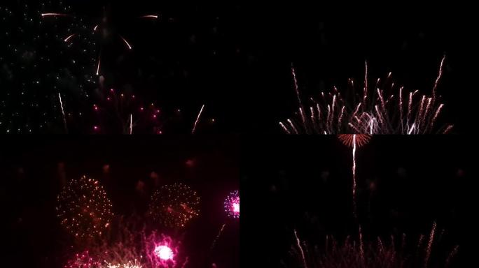 真正的烟花表演庆祝，五彩缤纷的新年烟花4K