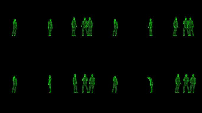 绿色电线人群数据库黑色现代技术技术概念4k