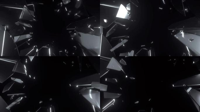 逼真的玻璃正在破碎。