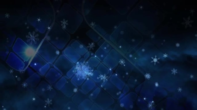雪落在蓝色形状上的动画移动