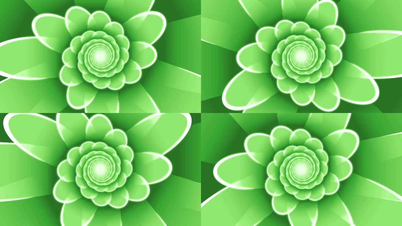 绿色花卉螺旋循环动画背景