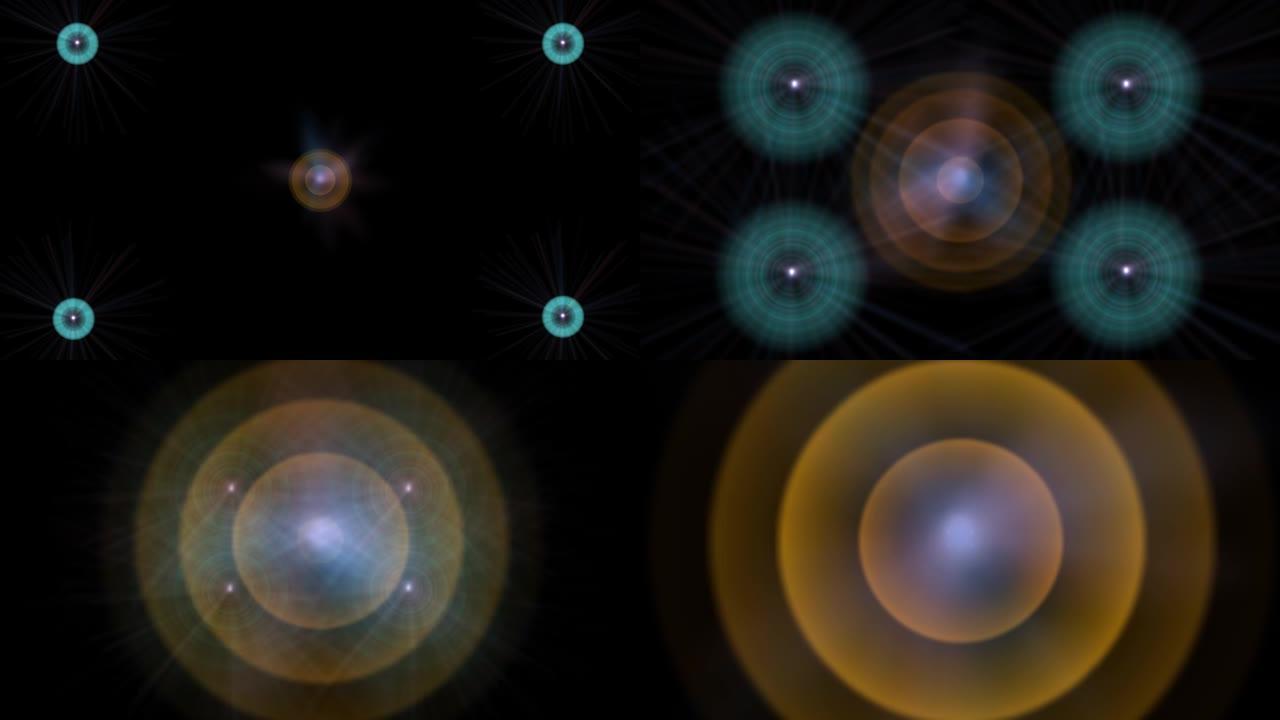 中心滚滚圆元素吸附较小外环的抽象催眠计算机图形