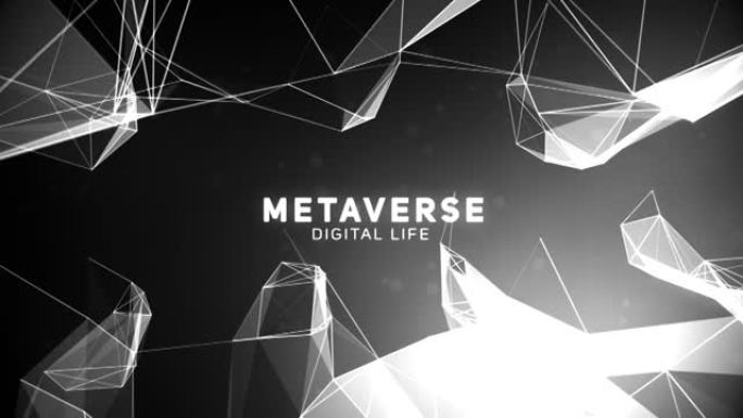 Metaverse Network Path Lines货币促销介绍带有连接点和线的抽象几何背景。数
