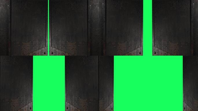 动画-金属门打开绿色屏幕，色度键